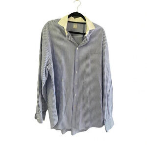Peter Millar Men's Blue & White Striped Long Sleeve Button Down Shirt Size XL